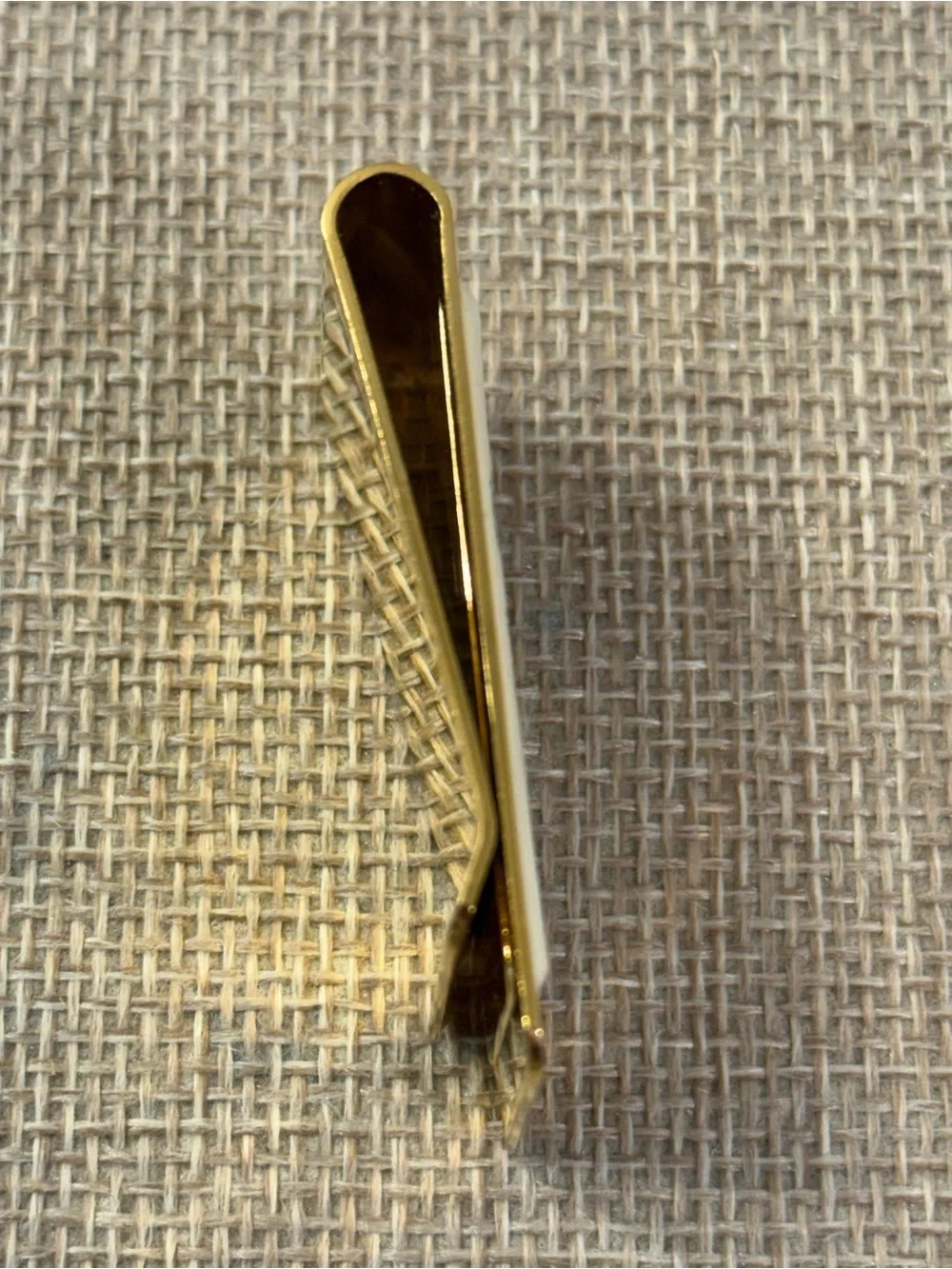 Vintage Barlow Bald Eagle Faux Scrimshaw Money Clip Gold Tone